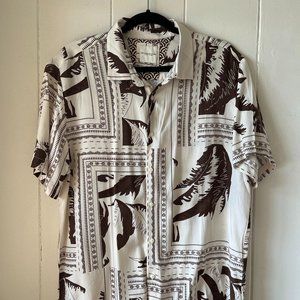 Denim & Flower Aloha Shirt Men's Size Large